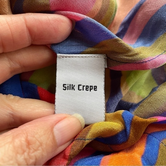 Wavy Psychedelic Rainbow Silk Crepe Wide Leg Resort Pants - O/S 🌈 - Picture 7 of 10